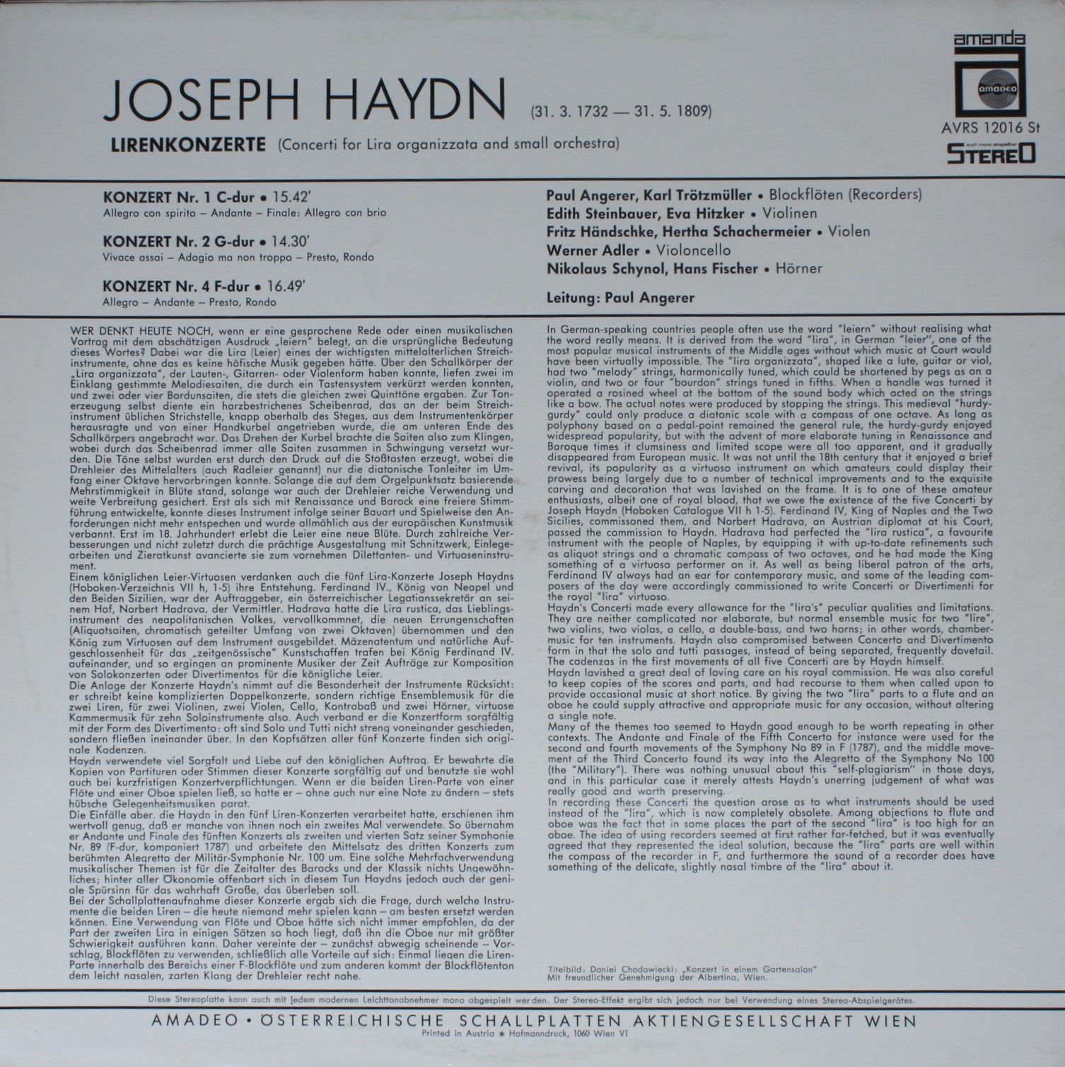 Amanda (3) AVRS 12016 - Joseph Haydn - Lirenkonzerte Nr. 1 C-dur - Image 2