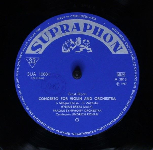 Supraphon SUA 50881 - Ernest Bloch, Hyman Bress, The Prague Symp - Image 4