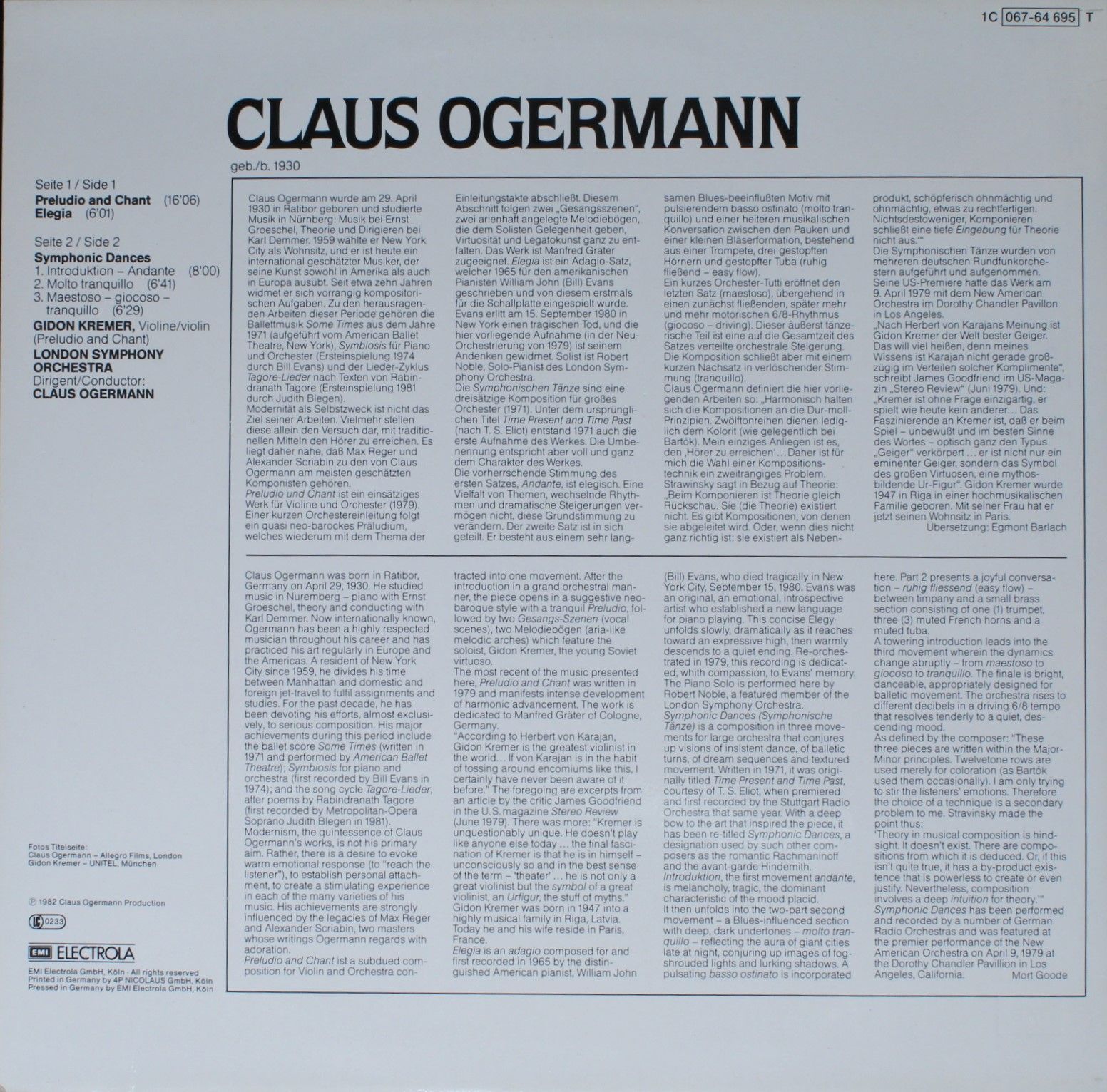 Odeon 1C 067-64 695 T - Claus Ogerman, London Symphony Orchestra - Image 2
