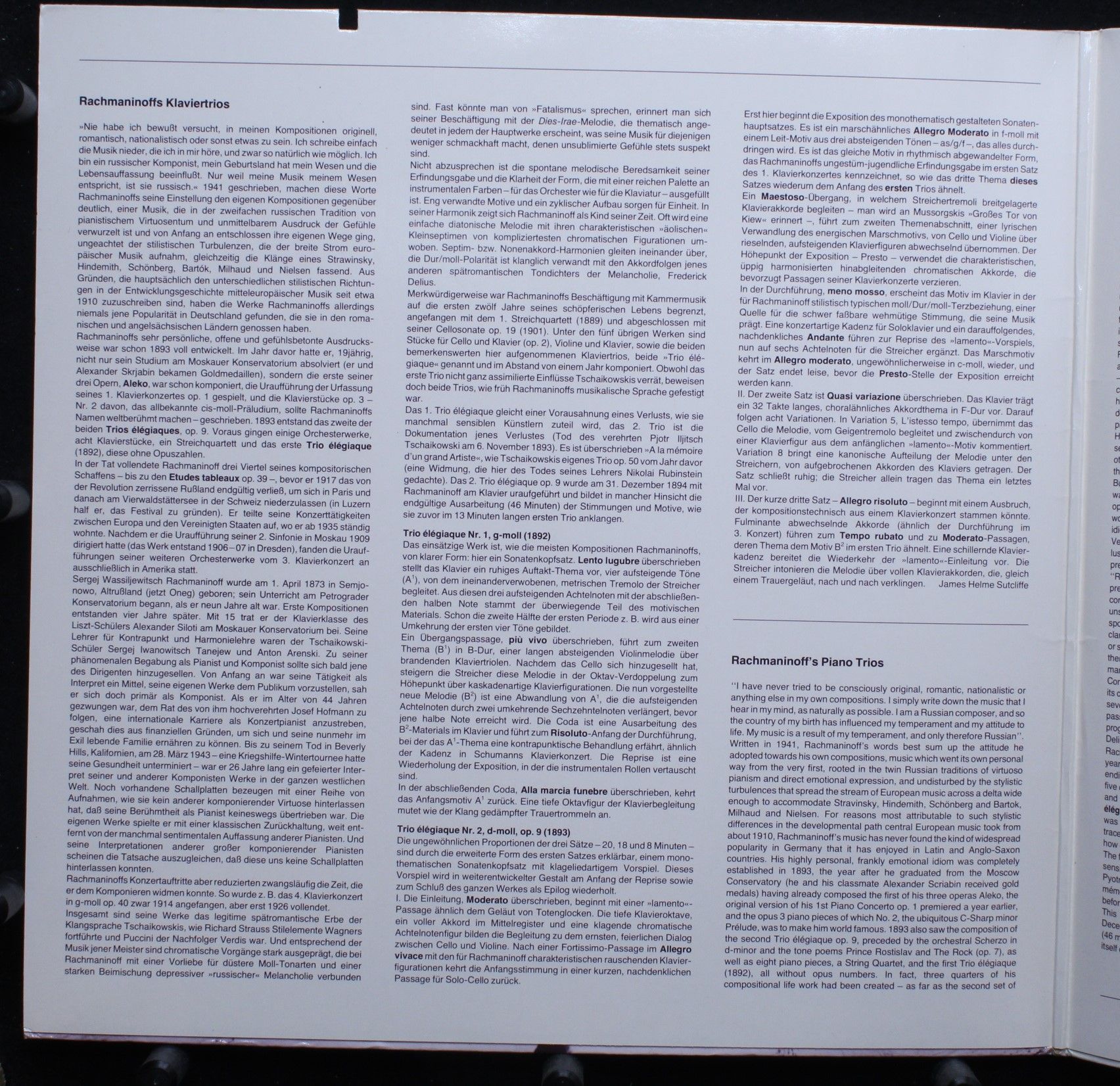 Capella (4) MTH 252 - Sergei Rachmaninoff, Göbel-Trio Berlin - T - Image 2