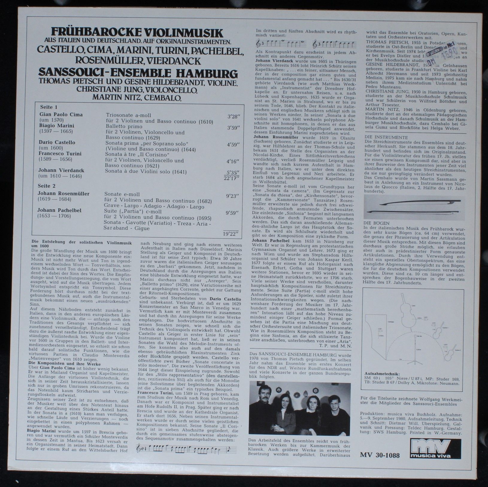 Musica Viva MV 30-1088 - Dario Castello, Giovanni Paolo Cima, Bi - Image 2