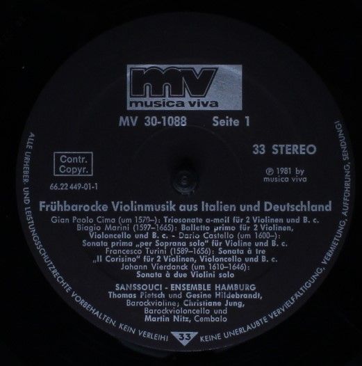 Musica Viva MV 30-1088 - Dario Castello, Giovanni Paolo Cima, Bi - Image 3