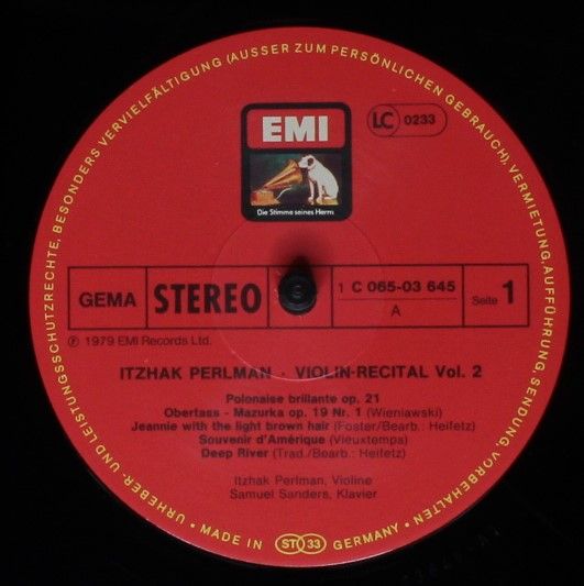 His Master's Voice 1C 065-03 645 - Itzhak Perlman, Samuel Sander - Image 3