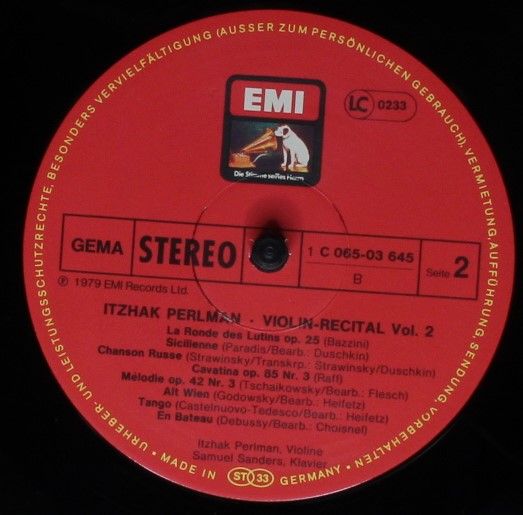 His Master's Voice 1C 065-03 645 - Itzhak Perlman, Samuel Sander - Image 4