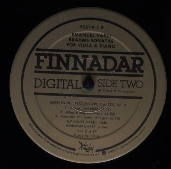 Finnadar Records 90519-1 - Emanuel Vardi, Norman Carey - Brahms - Image 4