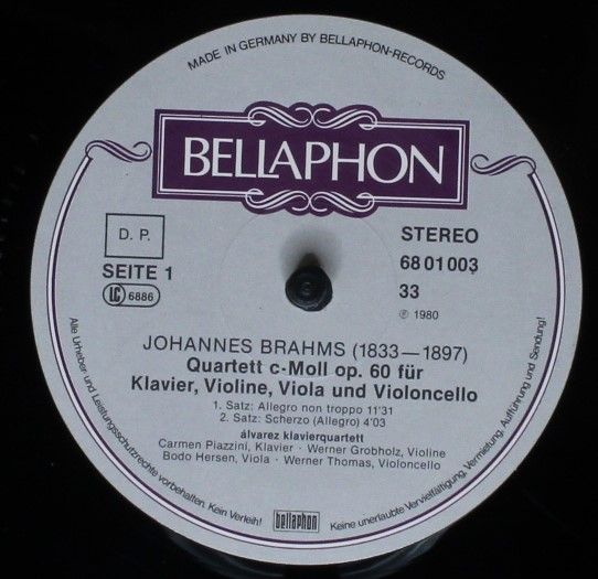 Bellaphon 68 01 003 - Álvarez Klavierquartett, Johannes Brahms - - Image 5