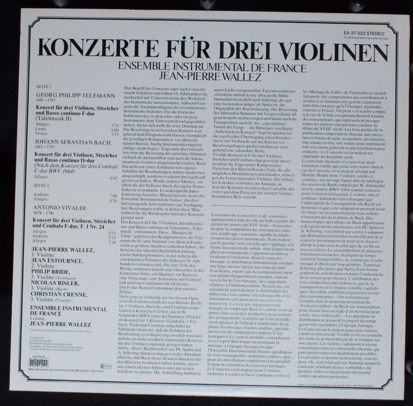 Aristocrate EA 27 022 - Georg Philipp Telemann, Johann Sebastian - Image 2