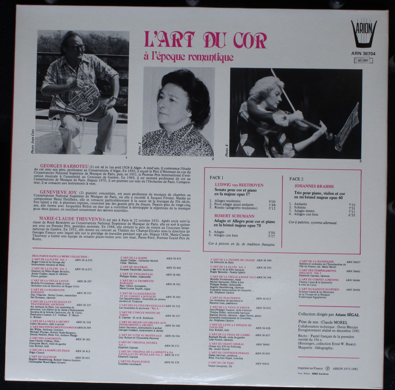 ARION ARN 36704 - Ludwig van Beethoven, Robert Schumann, Johanne - Image 4