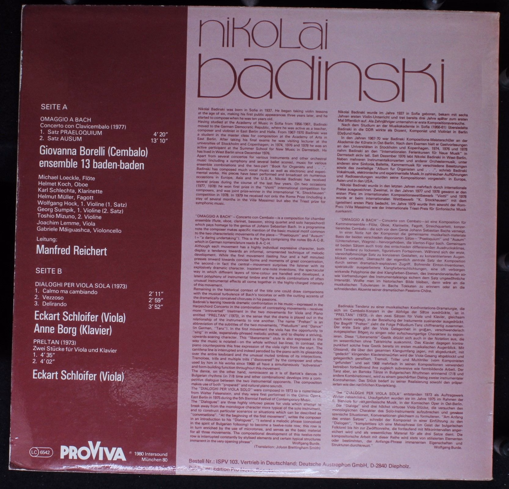 Pro Viva ISPV 103 - Nikolai Badinski, Giovanna Borelli, Eckart S - Image 2
