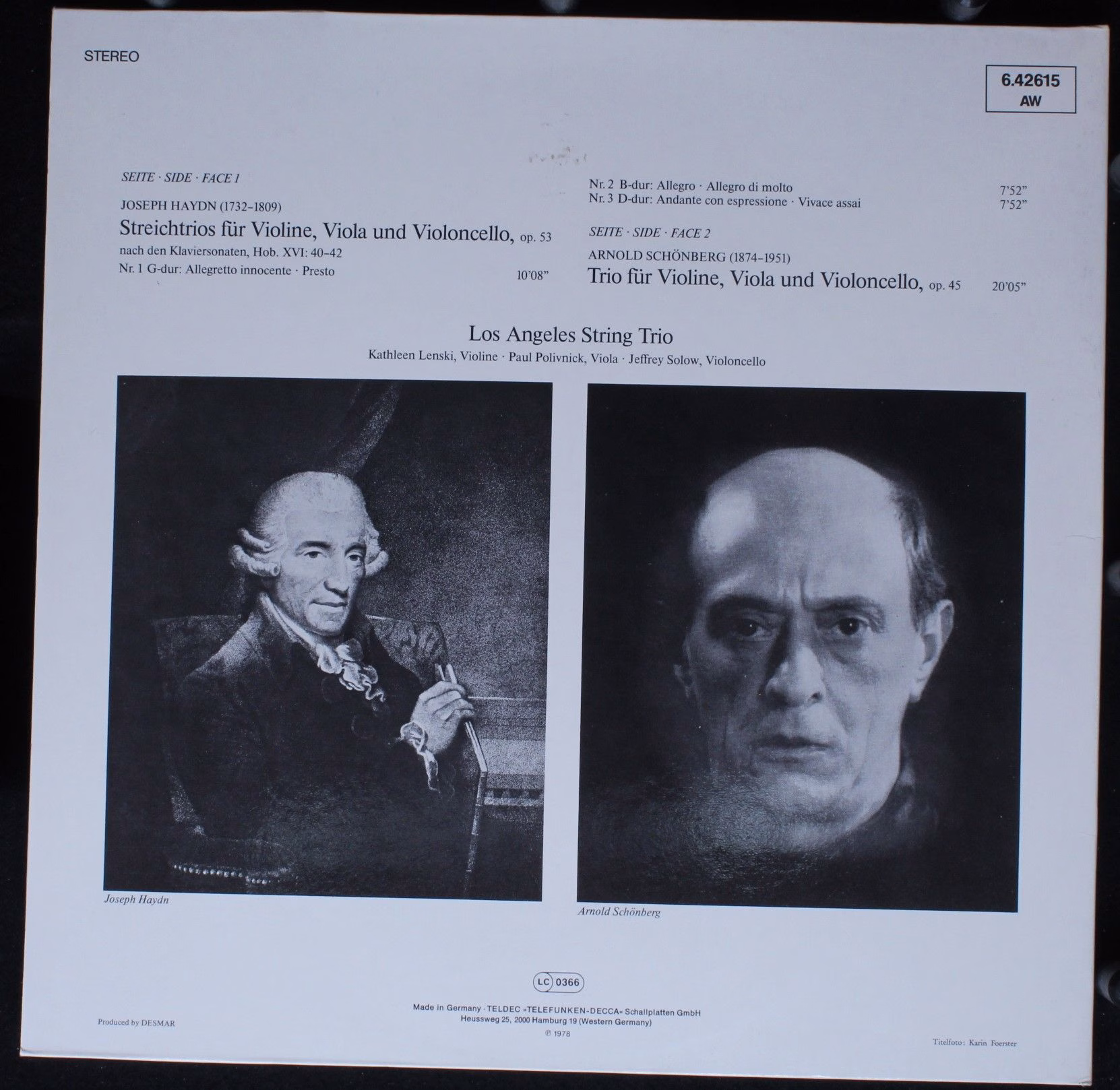 Telefunken 6.42615 - Joseph Haydn, Arnold Schoenberg, Los Angele - Image 4