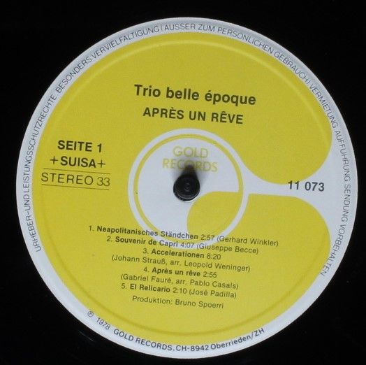 Gold Records LP 11 073 - Trio Belle Époque - Après Un Rêve - Image 3