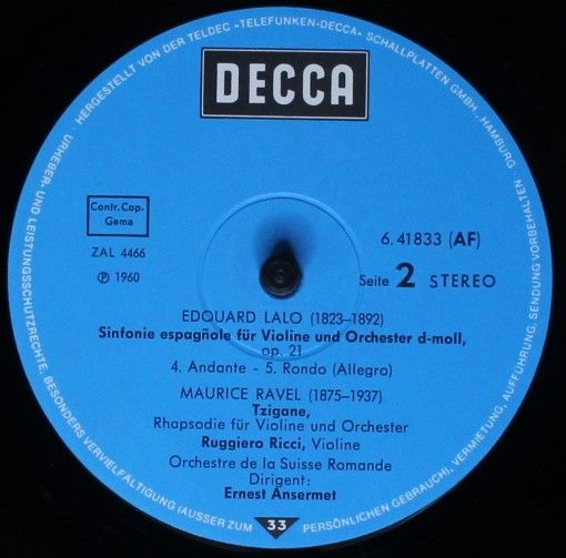 DECCA 6.41833 AF - Édouard Lalo, Maurice Ravel, Ruggiero Ricci, - Image 4
