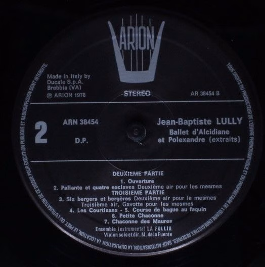 ARION ARN 38454 - Jean-Baptiste Lully, La Follia, Miguel De La F - Image 5