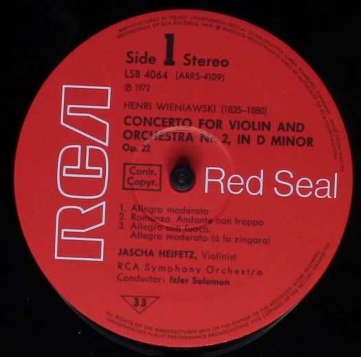 RCA LSB 4064 - Jascha Heifetz, Izler Solomon, William Steinberg - Image 3