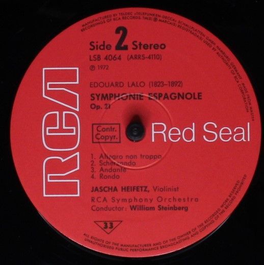 RCA LSB 4064 - Jascha Heifetz, Izler Solomon, William Steinberg - Image 4