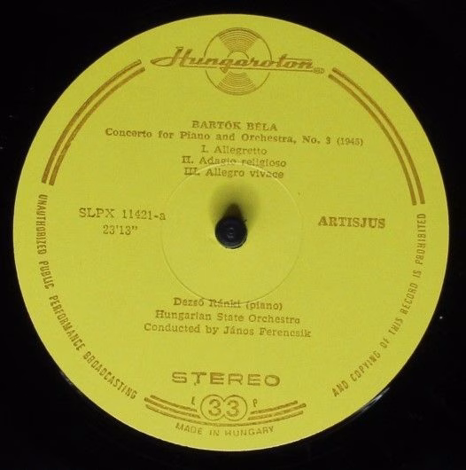 Hungaroton SLPX 11421 - Béla Bartók - Piano Concerto No 3. / Vio - Image 9