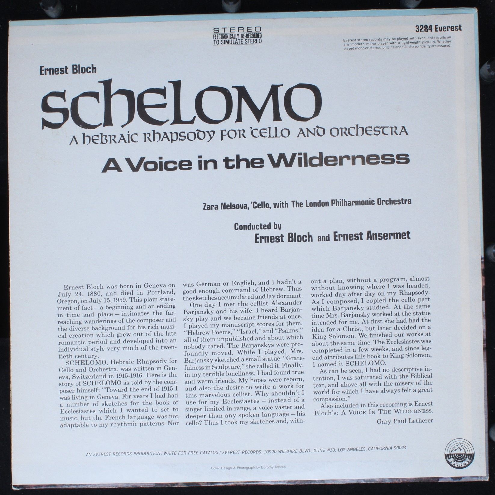 Everest SDBR 3284 - Ernest Bloch - Voice In The Wilderness / Sch - Image 2