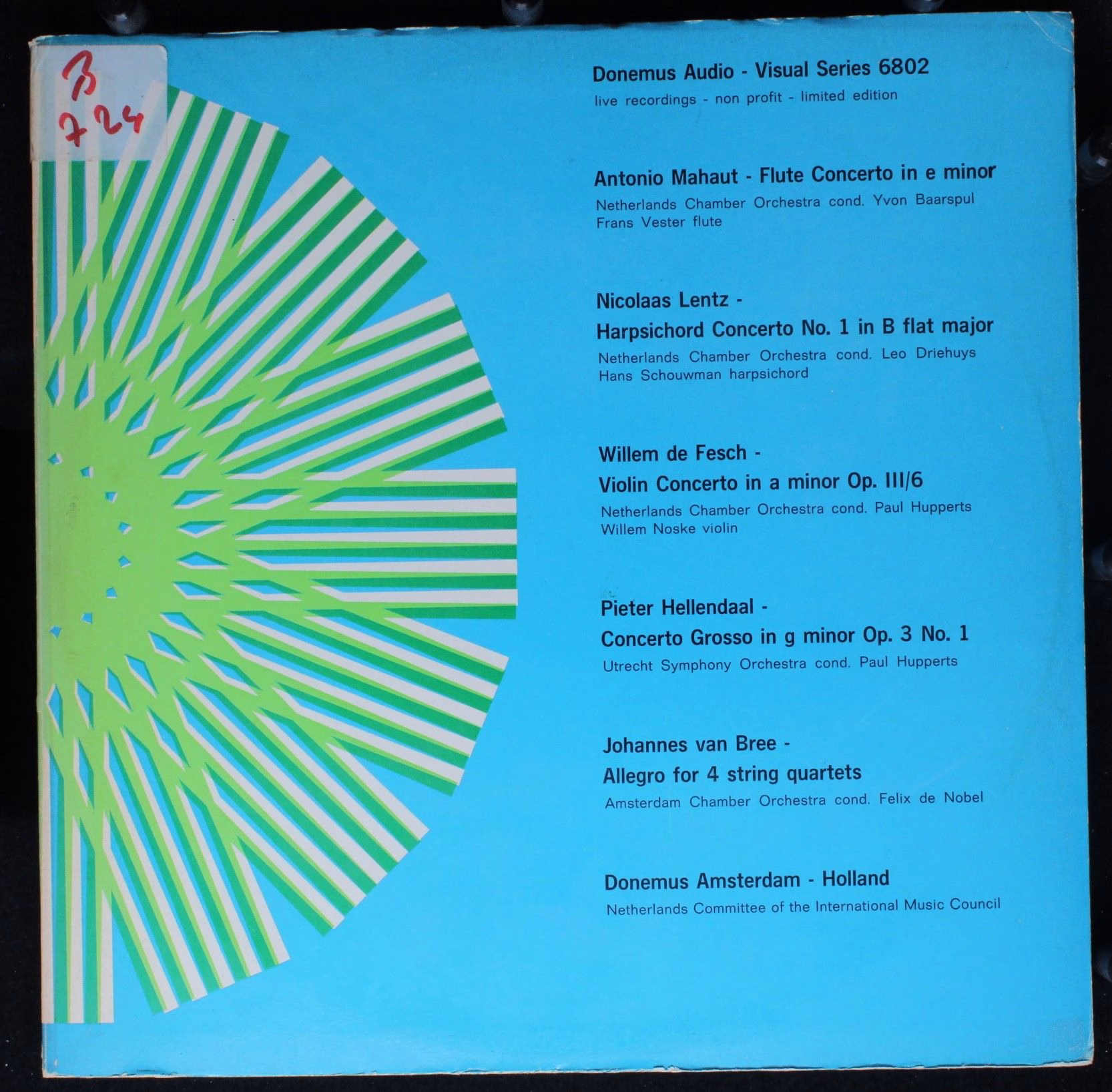 Donemus DAVS 6802 - Antonio Mahaut, Johan Nicolaas Lentz, Willem