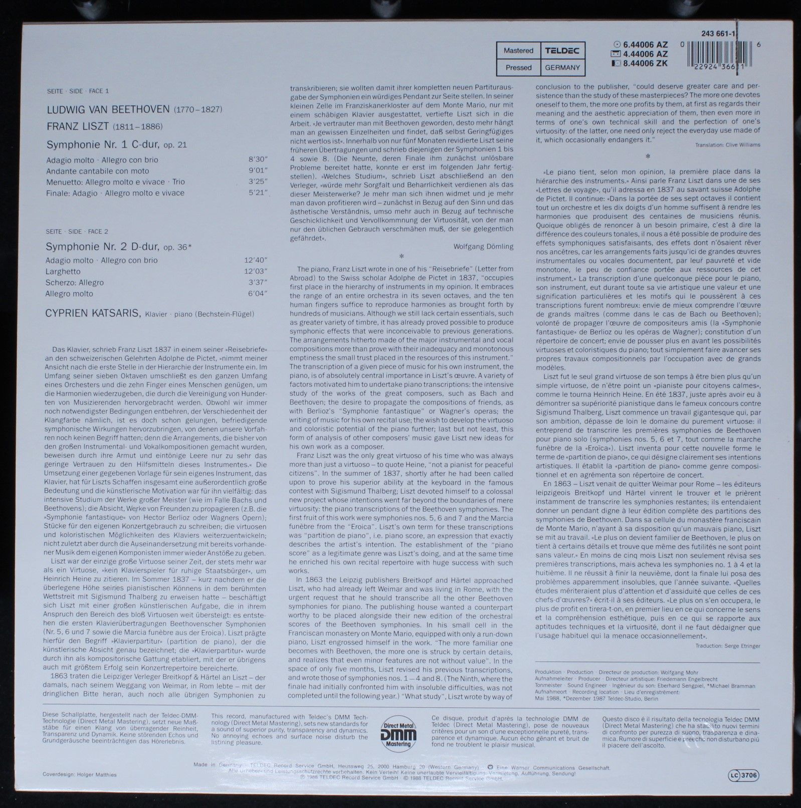 TELDEC 6.44006 - Ludwig van Beethoven, Franz Liszt, Cyprien Kats - Image 2