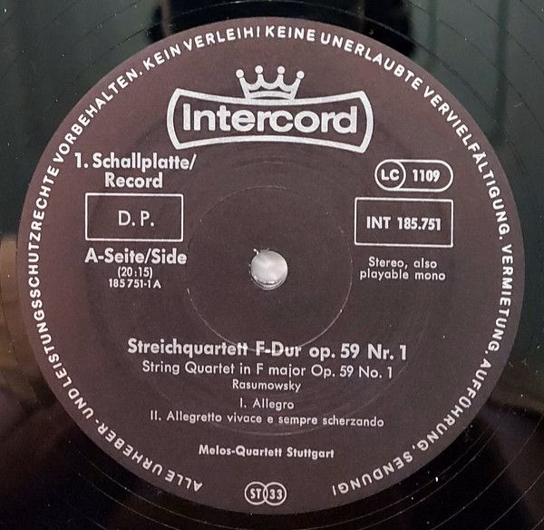 Intercord INT 185.751 - Ludwig van Beethoven, Melos Quartett - D - Image 4