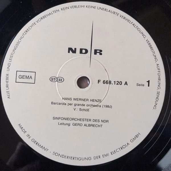 Norddeutscher Rundfunk F 668 120 - Hans Werner Henze, Claude Deb - Image 3