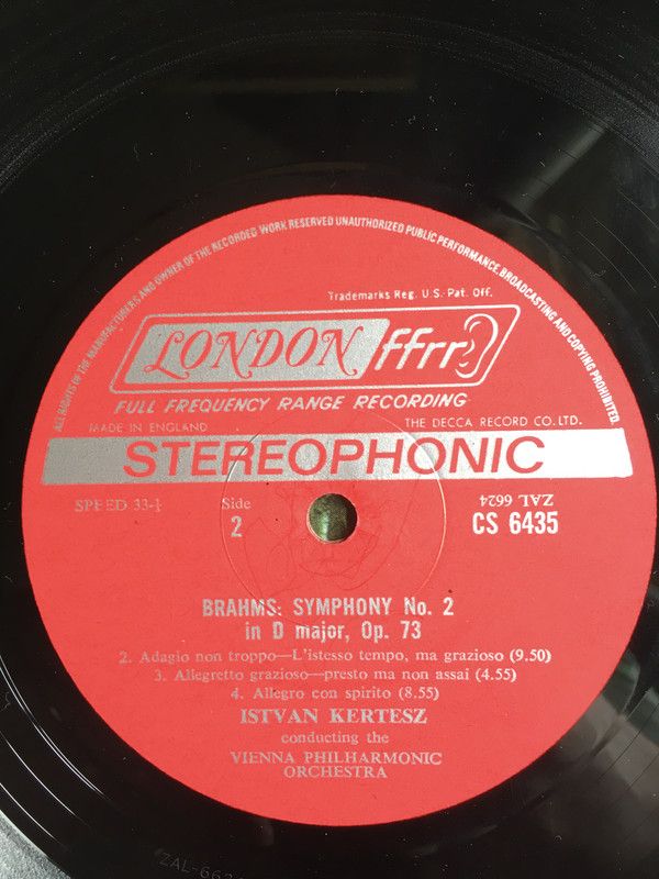 London Records CS 6435 - Johannes Brahms, István Kertész, Wiener - Image 4