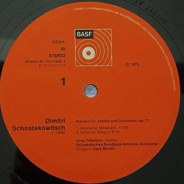 BASF 25 21640-3 - Dmitri Shostakovich, Arve Tellefsen, Sveriges - Image 3