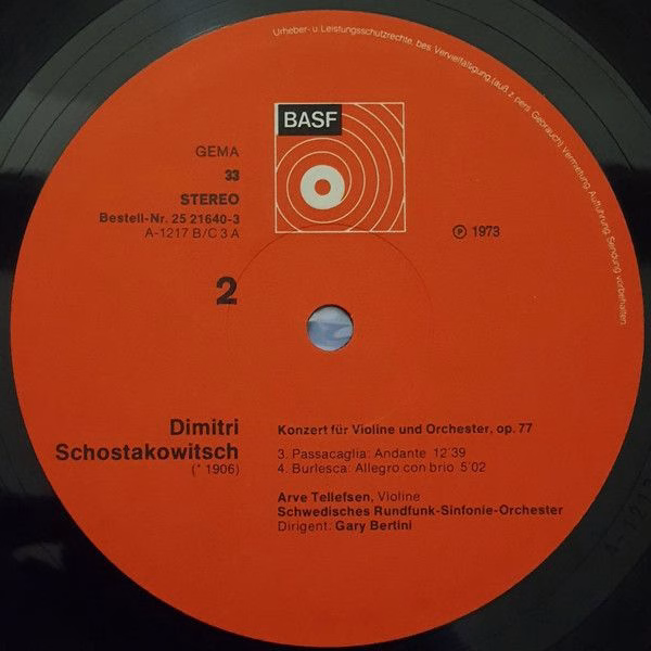 BASF 25 21640-3 - Dmitri Shostakovich, Arve Tellefsen, Sveriges - Image 4
