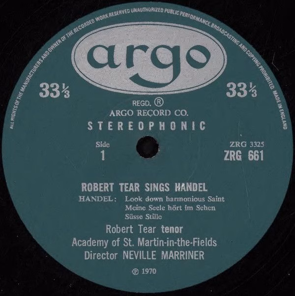 Argo ZRG 661 - Robert Tear, The Academy Of St. Martin-in-the-Fie - Image 3