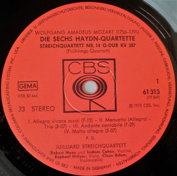 CBS 77349 - Wolfgang Amadeus Mozart, Juilliard String Quartet - - Image 5
