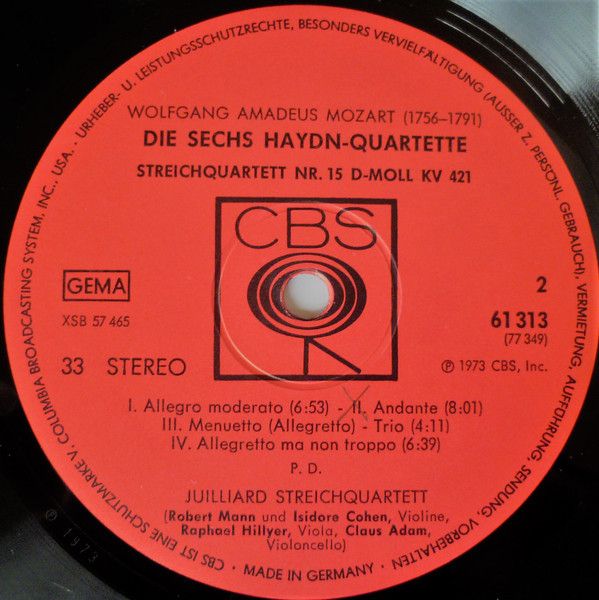 CBS 77349 - Wolfgang Amadeus Mozart, Juilliard String Quartet - - Image 6