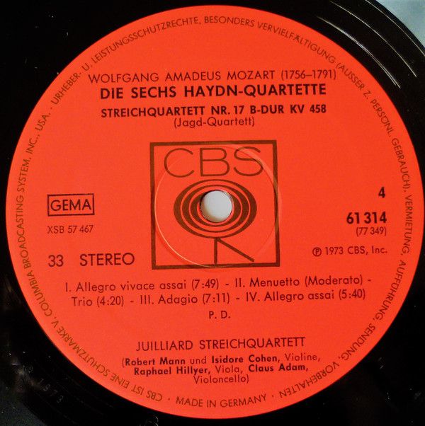 CBS 77349 - Wolfgang Amadeus Mozart, Juilliard String Quartet - - Image 8