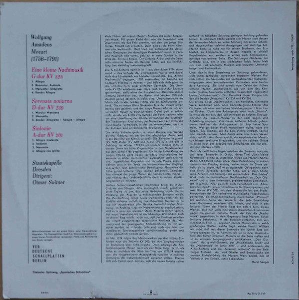 Eterna 8 25 222 - Wolfgang Amadeus Mozart, Staatskapelle Dresden - Image 2