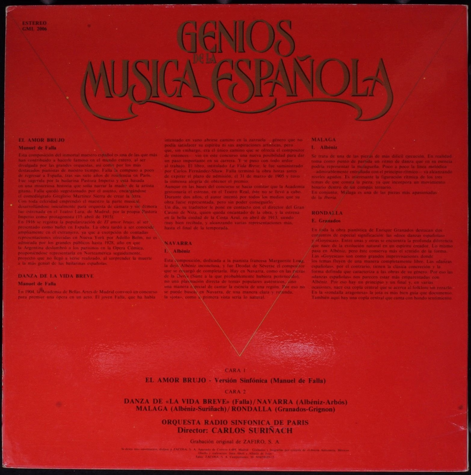 Zacosa GML 2006 - Manuel De Falla, Orchestre Radio - Symphonique - Image 2