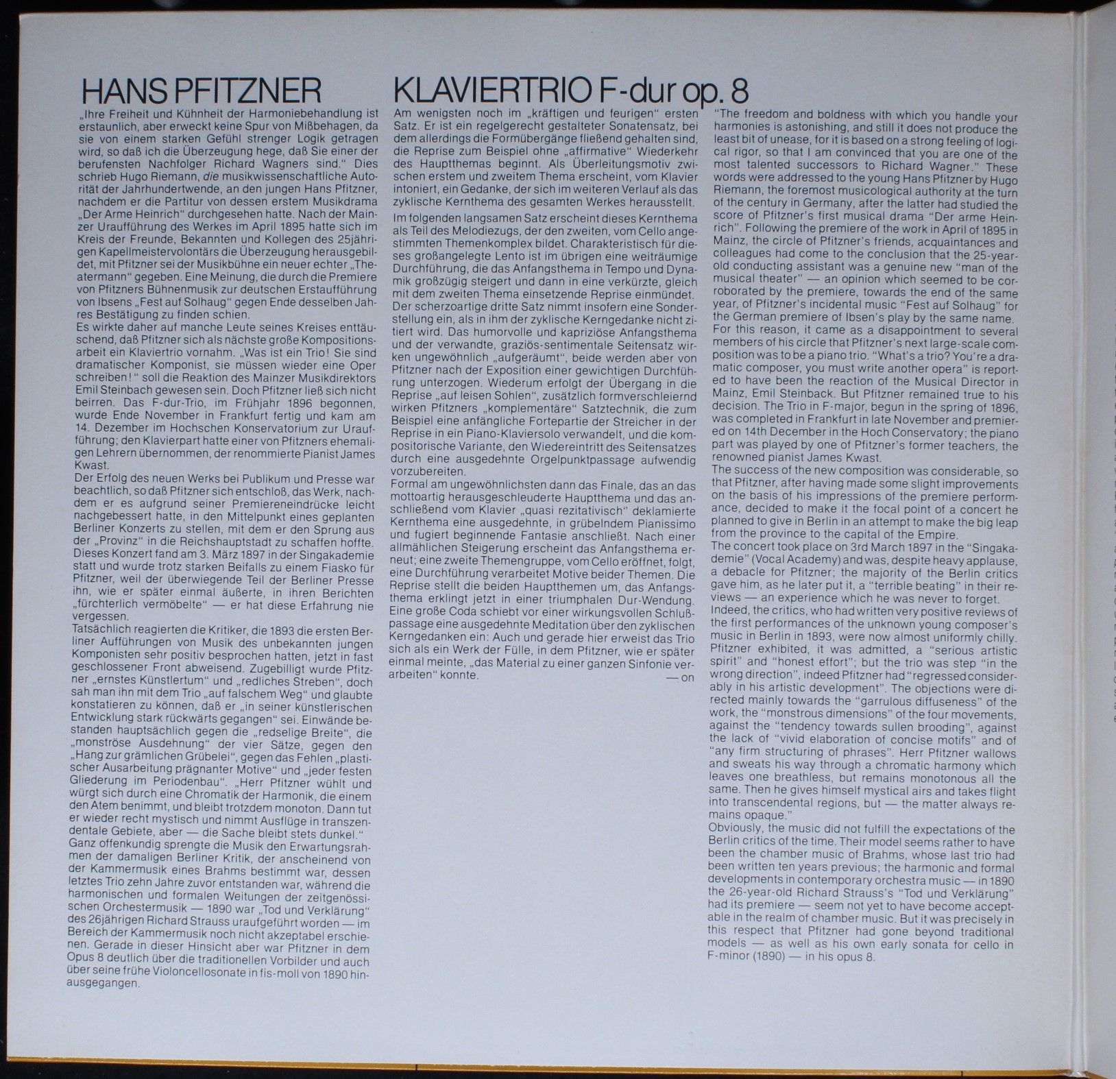 Harmonie Der Welt HMW 606 D - Hans Pfitzner, Trio Fontenay - Kla - Image 3
