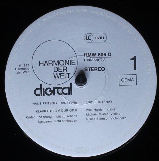 Harmonie Der Welt HMW 606 D - Hans Pfitzner, Trio Fontenay - Kla - Image 5