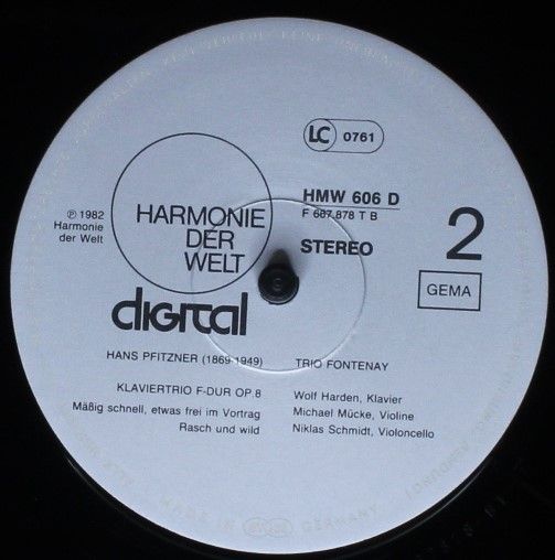 Harmonie Der Welt HMW 606 D - Hans Pfitzner, Trio Fontenay - Kla - Image 6