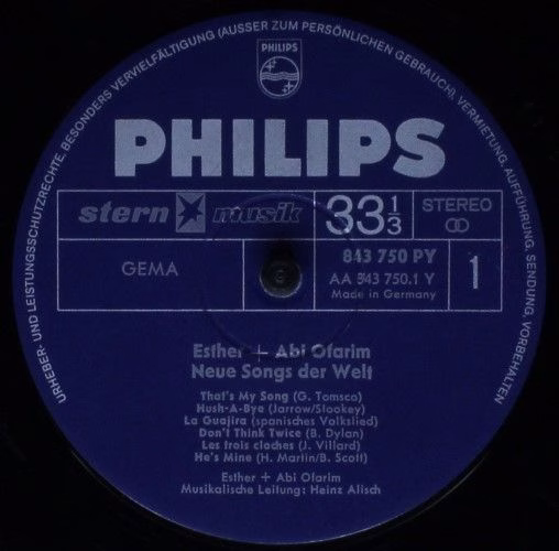 Philips 843 750 PY - Esther & Abi Ofarim - Neue Songs Der Welt
