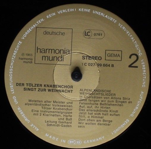Deutsche Harmonia Mundi 1C 027-99 664 - Tölzer Knabenchor - Der - Image 4