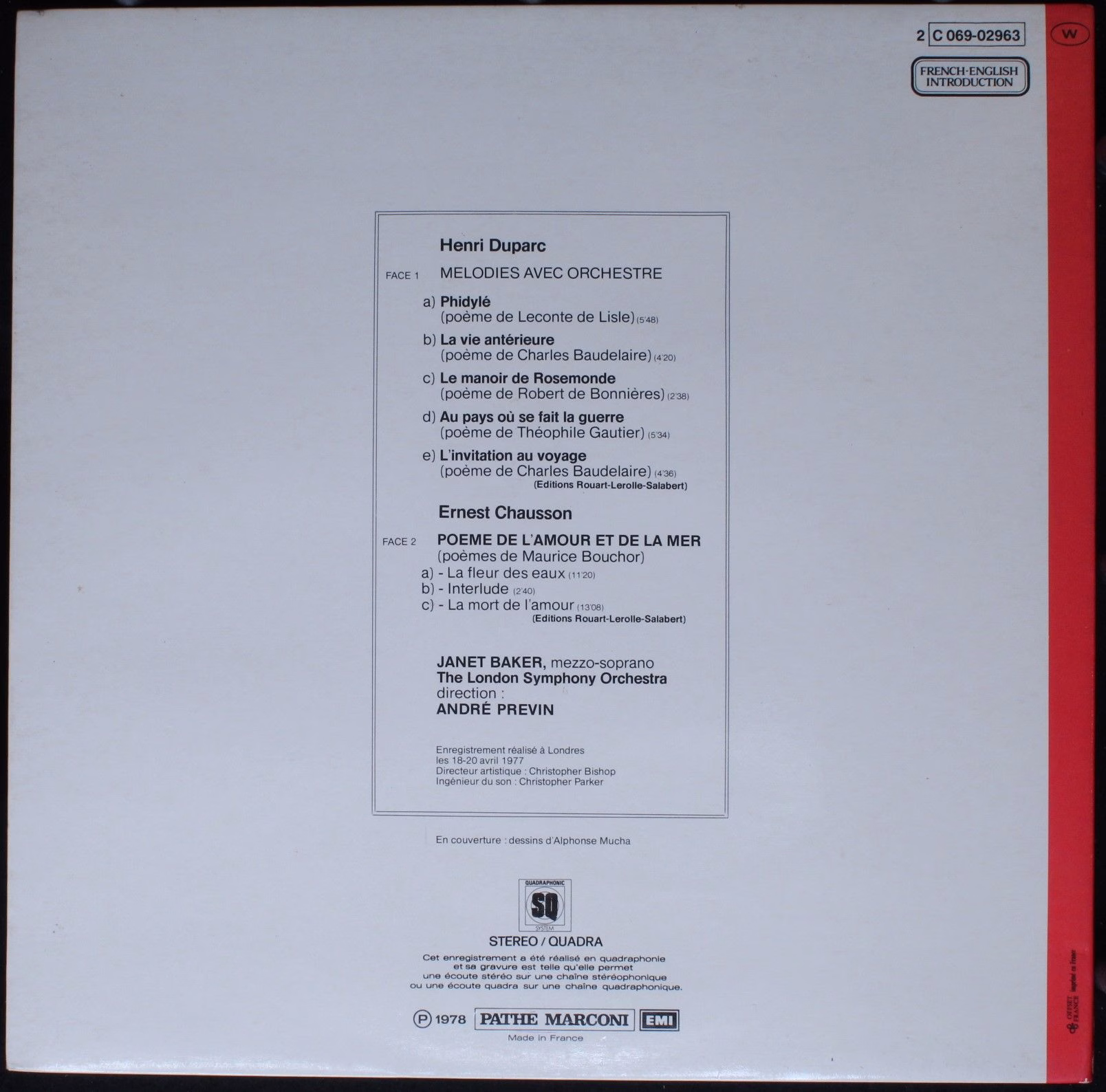 La Voix De Son Maître 2 C 069-02963 - Janet Baker, André Previn - Image 2