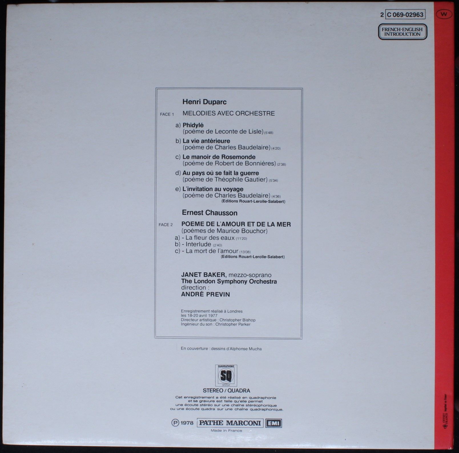 La Voix De Son Maître 2 C 069-02963 - Janet Baker, André Previn - Image 2