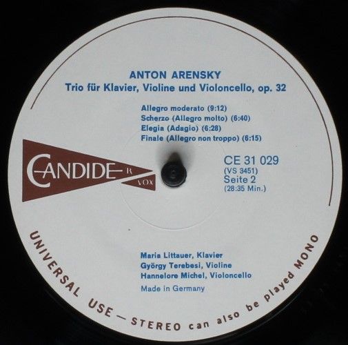 VOX (6) CE 31 029 - Anton Stepanovich Arensky - Piano Concerto, - Image 4