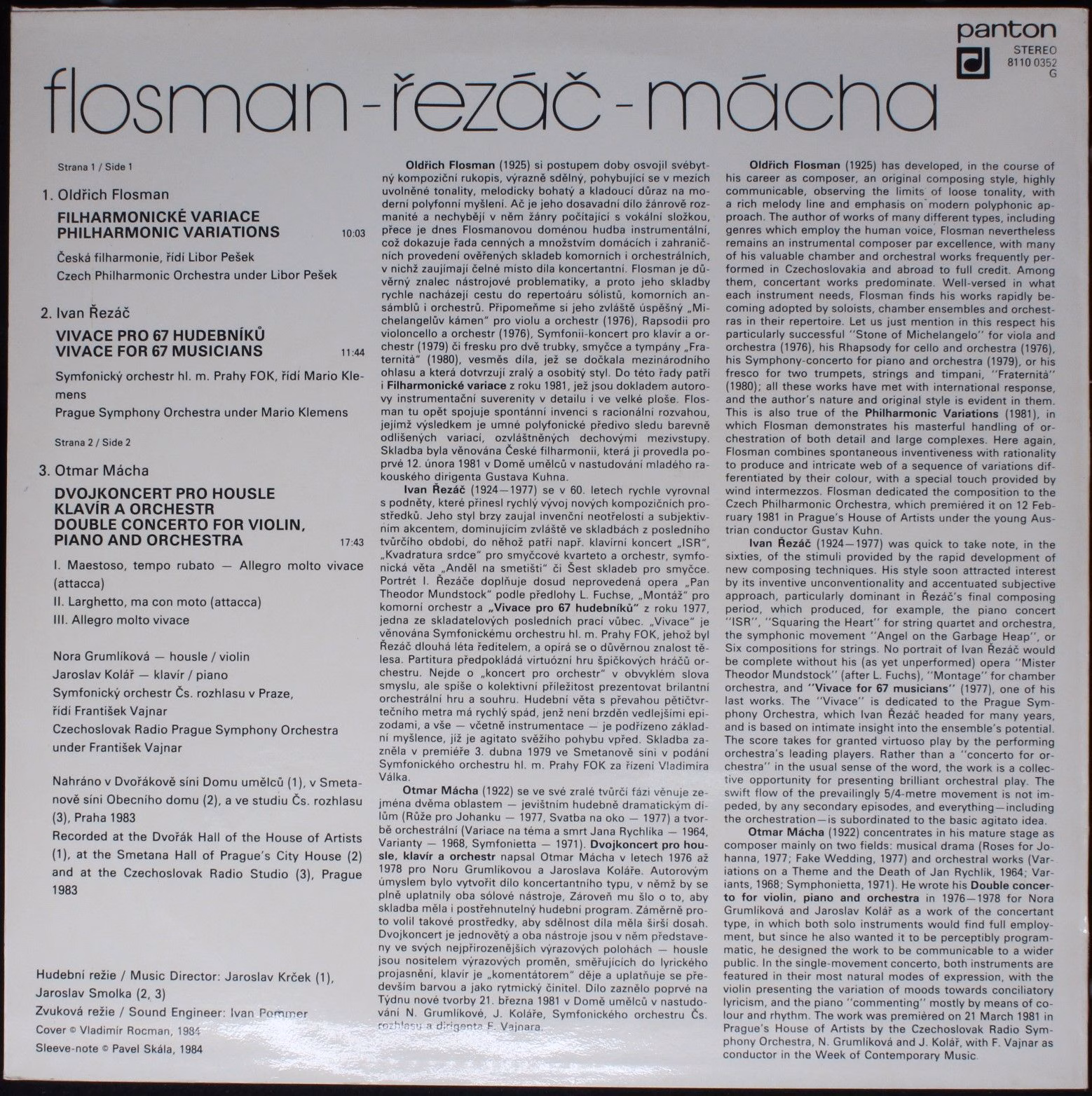 Panton 8110 0352 - Oldřich Flosman, Ivan Řezáč, Otmar Mácha - Fi - Image 2