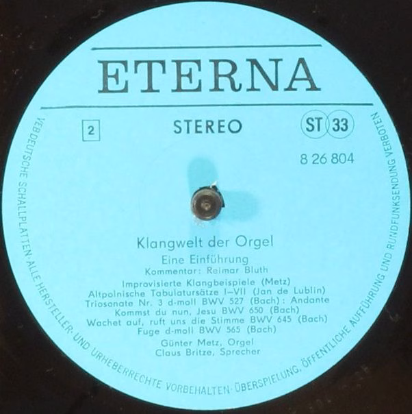 Eterna 8 26 804 - Günter Metz - Klangwelt Der Orgel - Image 6