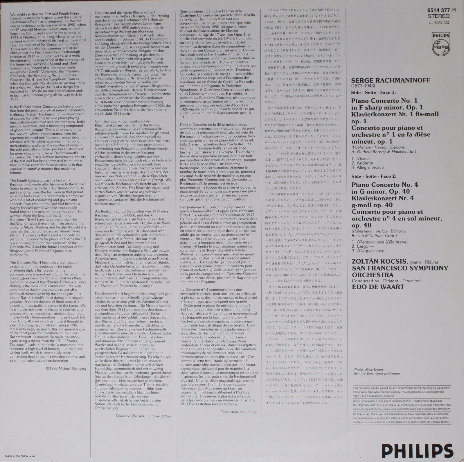 Philips 6514 377 - Sergei Rachmaninoff, Zoltán Kocsis, San Franc - Image 2