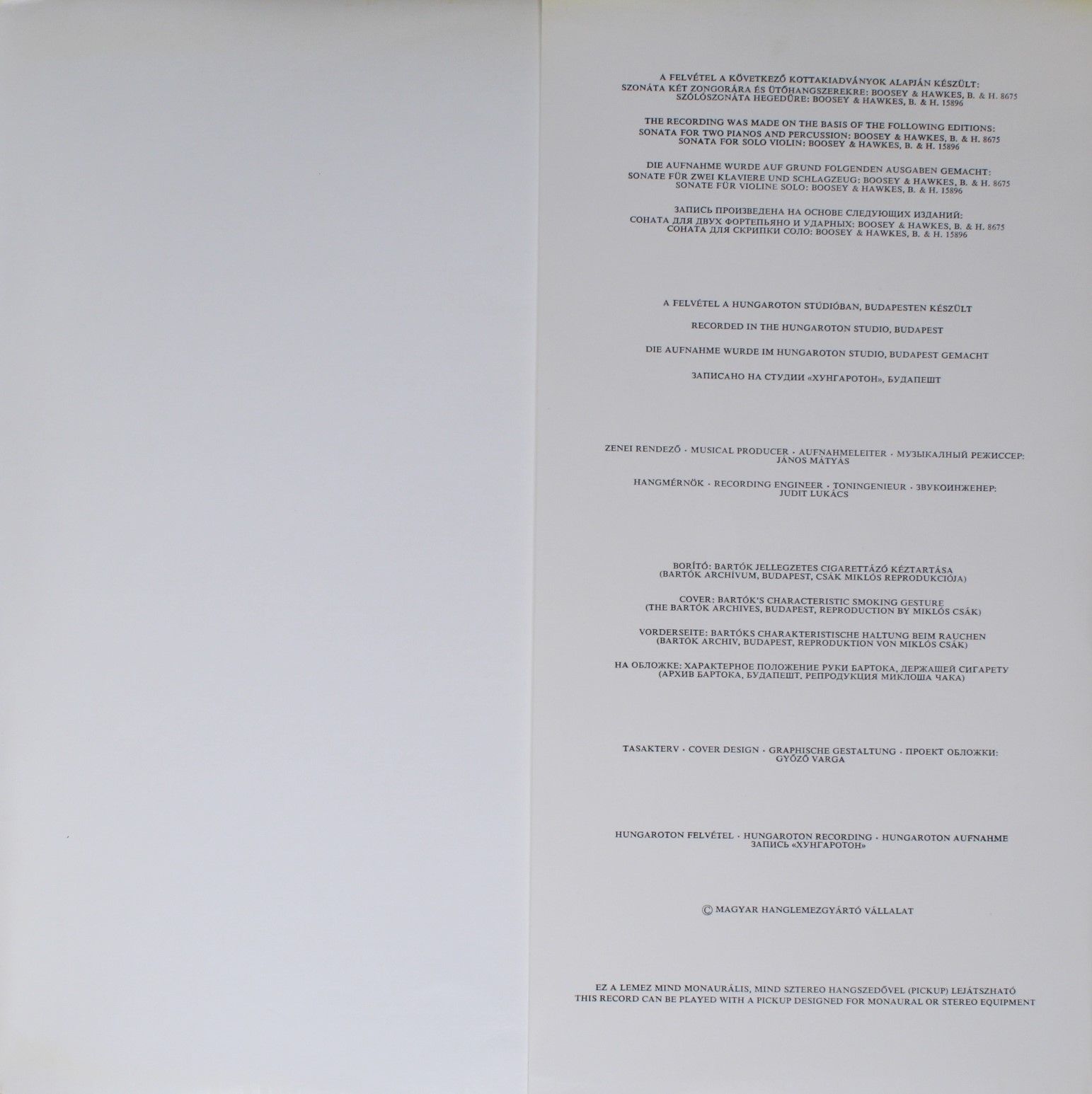 Hungaroton SLPX 11479 - Béla Bartók, Dezső Ránki, Zoltán Kocsis, - Image 6