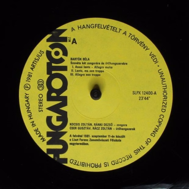 Hungaroton SLPX 12400 - Zoltán Kocsis - Bartók: Sonata For Two P - Image 6