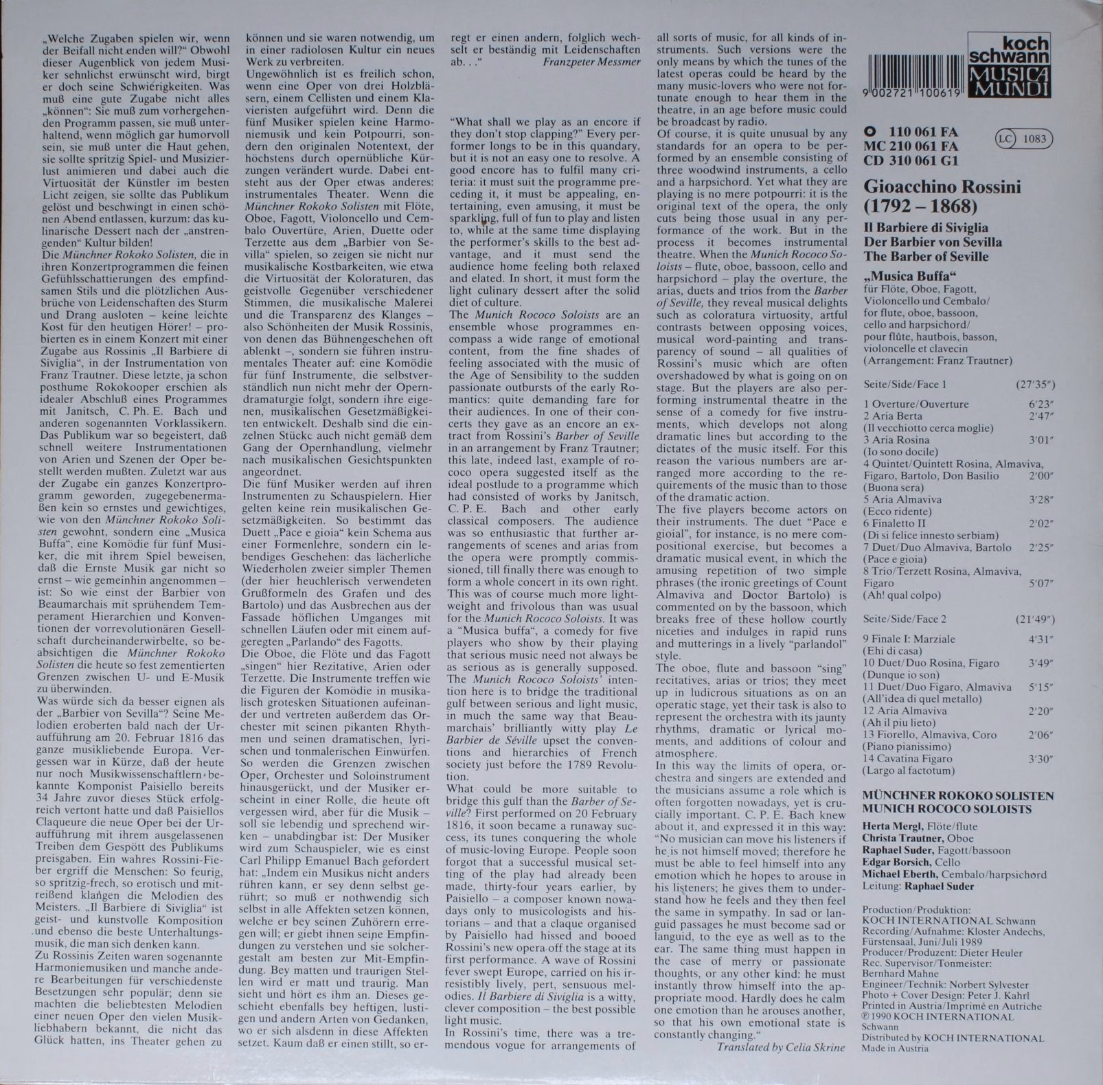 Koch Schwann Musica Mundi 110 061 FA - Gioacchino Rossini, Münch - Image 2