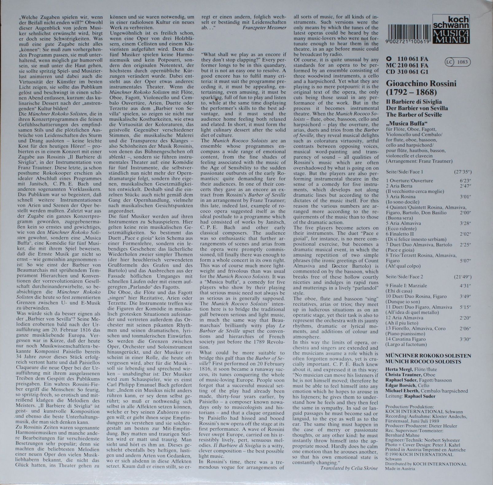 Koch Schwann Musica Mundi 110 061 FA - Gioacchino Rossini, Münch - Image 2