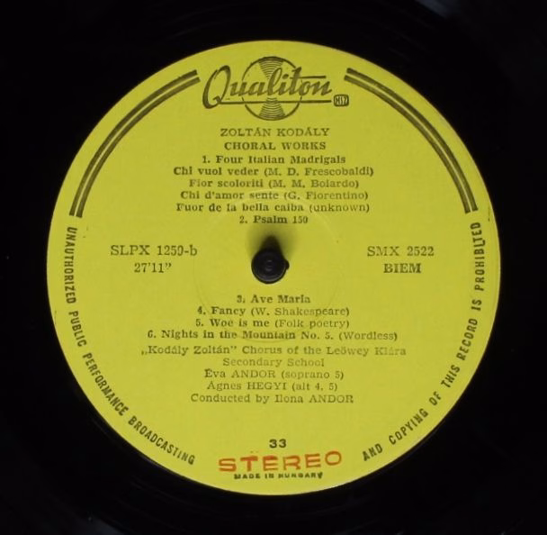 Qualiton LPX 1259 - Zoltán Kodály, "Kodály Zoltán" Chorus Of The - Image 4